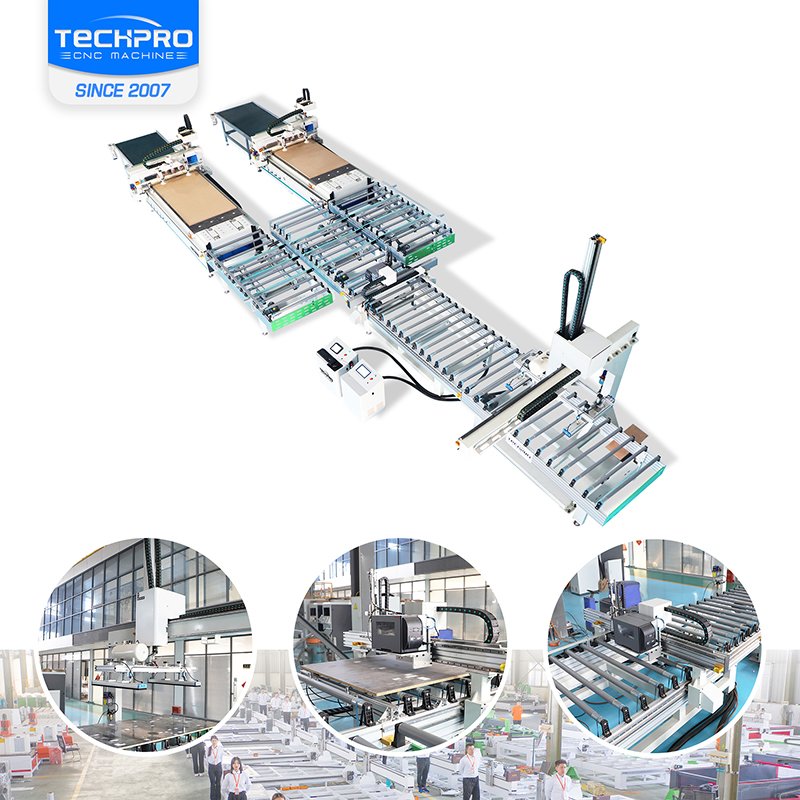 TechPro New Design CNC Nesting Machine Automatic CNC Furniture Processing Line of Cabinet Furniture Wooden Panel